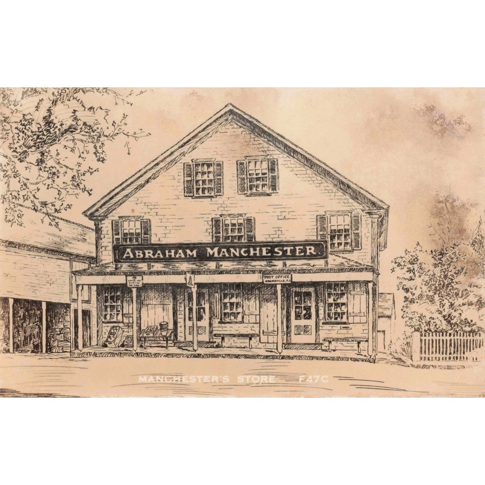Vintage Manchester's Store Abraham Manchester Adamsville RI Postcard Sketch E47C